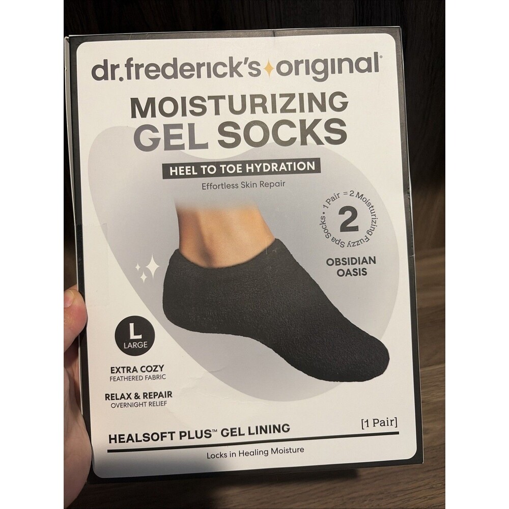 Dr Fredericks Original Moisturizing Gel Socks,Heel To Toe Hydration x1 Pair Larg